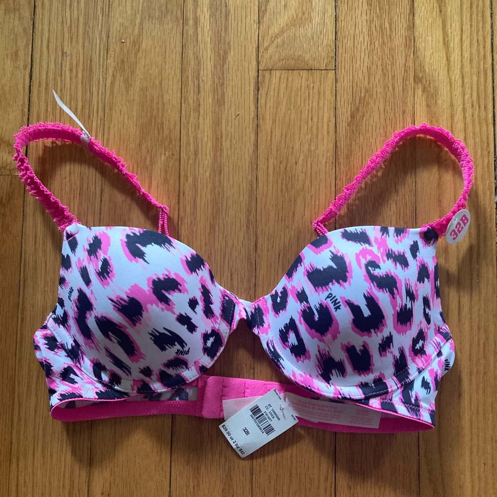 Victoria's Secret Pink and Black Leopard Print 32B Bra NWT
